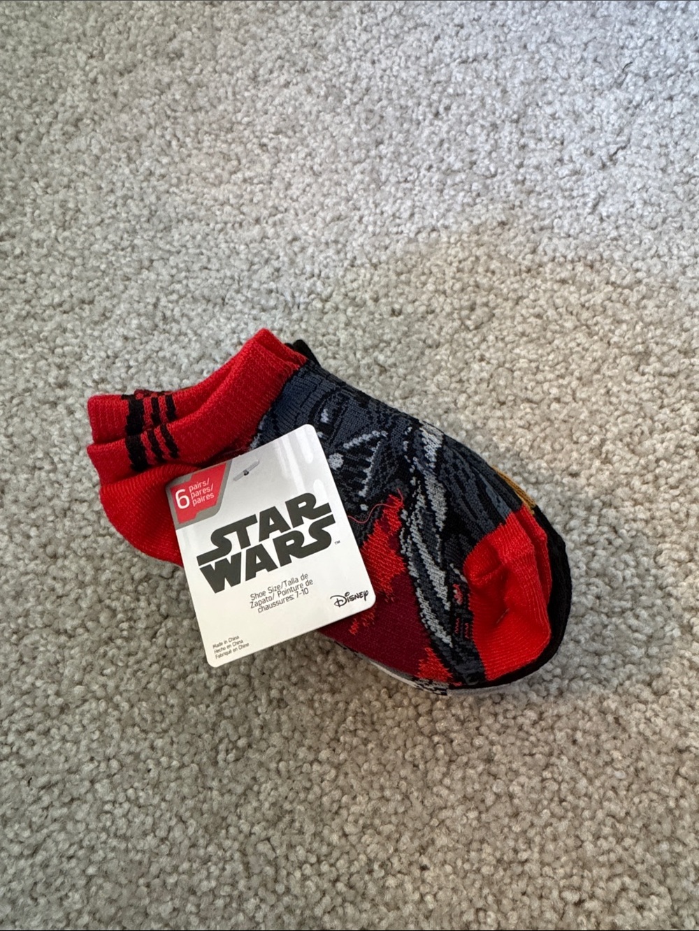 Disney Star Wars Red and Black Low-Cut Character Socks size 7-10